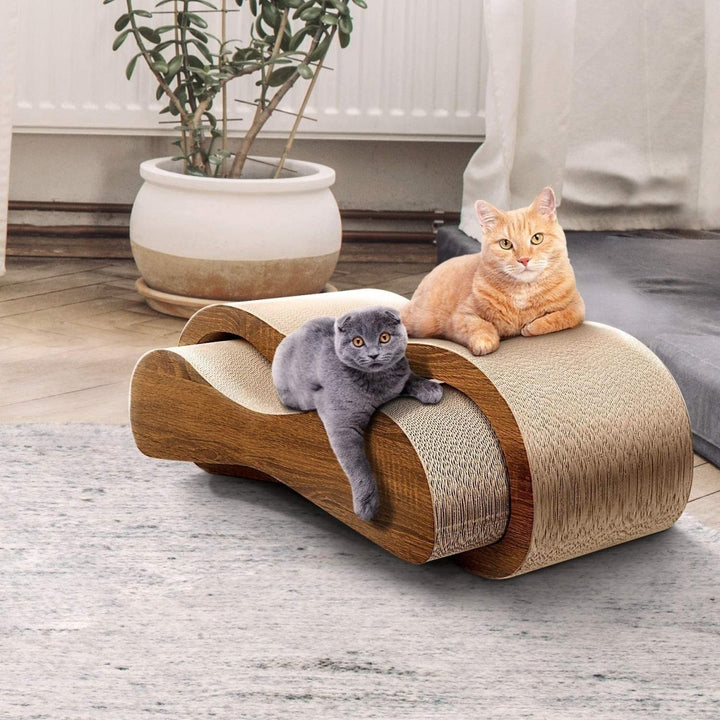 FluffyDream 2 in 1 Cat Scratcher Cardboard Lounge Bed, Cat Scratching Post, Durable Board Pads Prevents Furniture Damage,LargeDTYStore