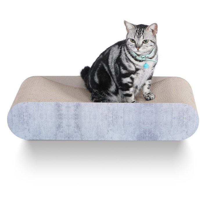 Fluffydream Cat Scratcher, Cardboard Lounge Bed, Bone Shape Design, Recyclable Corrugated Scratching Pad, Stable and Durable, Furniture Protector, Reversible, GreyDTYStore