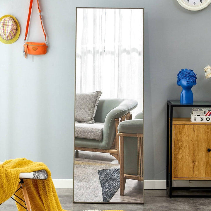 Grey Solid Wood Frame Full-length Mirror, Dressing Mirror, Bedroom Home Porch, Decorative Mirror, Clothing Store, Floor Mounted Large Mirror, Wall Mounted.65"*23"DTYStore