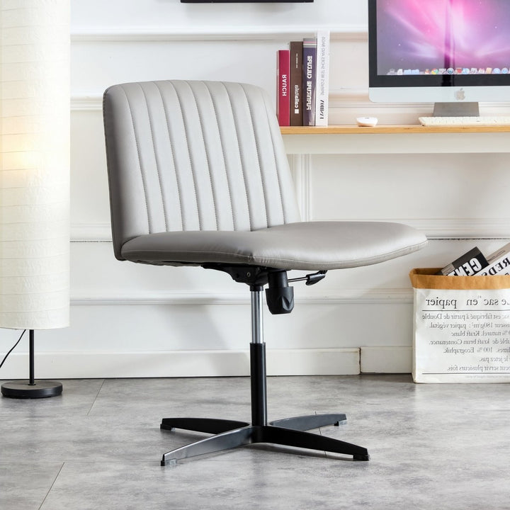 High Grade Pu Material. Home Computer Chair Office Chair Adjustable 360 ° Swivel Cushion Chair With Black Foot Swivel Chair Makeup Chair Study Desk Chair. No WheelsDTYStore