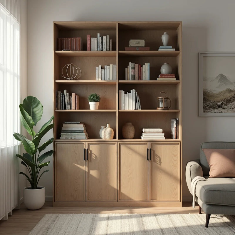 Organise with a Bookcase with Doors for Hidden Storage