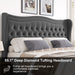 LIFT UP VELVET GRAY FULL SIZE BED - DTYStore