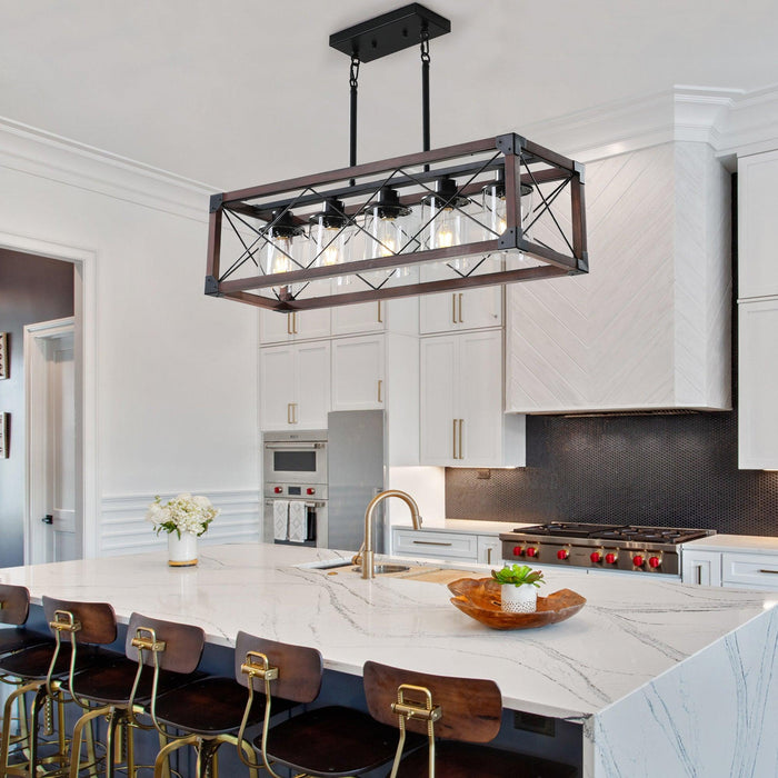 5-Light Retro Farmhouse Chandelier For Kitchen, Living room, Dining room Red and Black(No Bulbs) NEW SKU:W1340P206646 - DTYStore
