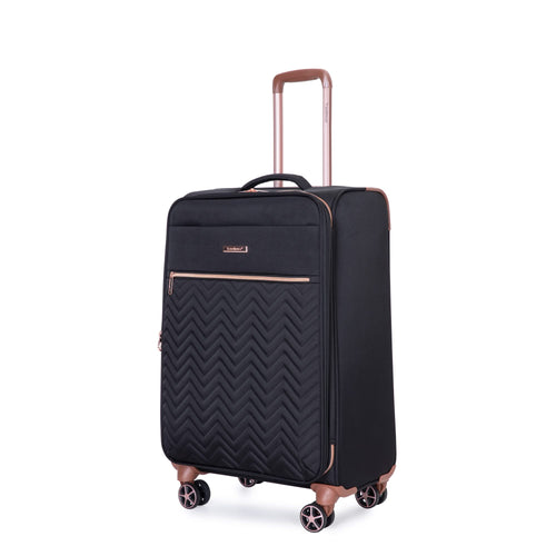 Lightweight Durable Black 4-Piece Softshell Suitcase Spinner Wheels Terylene Luggage Set - Image 12