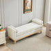 66.34'W Elegant Upholstered Bench,Daybed, Ottoman with Nature Wood Legs & 2 Bolster Pillows for End of Bed, Bedroom, Living Room, Entryway,Ivory Boucle - DTYStore