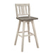 Pub Height Chairs Set of 2, Distressed Gray and White 360-degree Swivel Chair Solid Rubberwood Furniture, Vertical Slat Back Bar Chairs - DTYStore