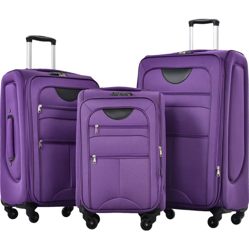 Softside Luggage Expandable 3 Piece Set Suitcase Upright Spinner Softshell Lightweight Luggage Travel Set - Image 1