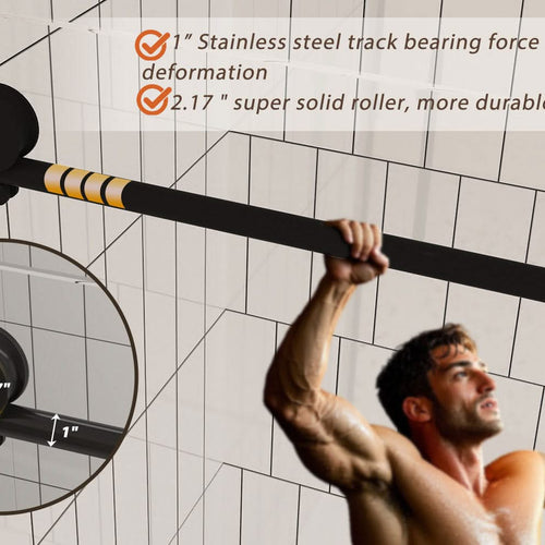 Frameless shower door 56-60 'W x 76' H, 1/4 '(6 mm) Clear Tempered Glass, Explosion Proof Film, Stainless Steel Handle, Matte Black - Image 20