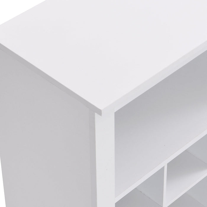 Stylish Design 30 Shoe Cubby Console, Contemporary Shoe Cabinet with Multiple Storage Capacity, Free Standing Tall Cabinet with Versatile Use for Hallway, Bedroom, White - DTYStore