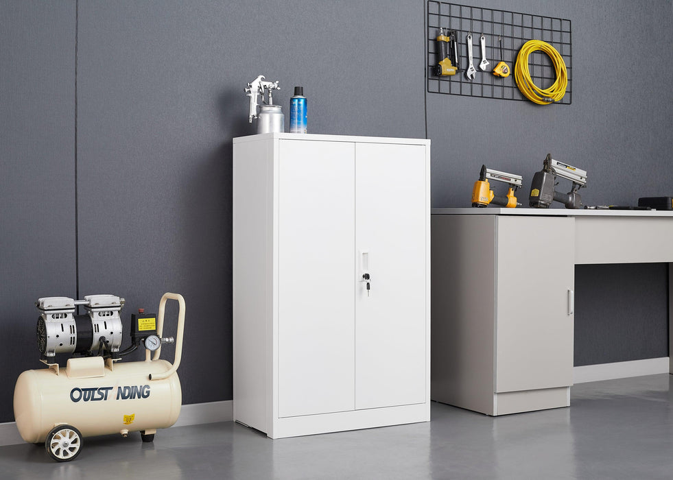 Metal Storage Cabinet with Locking Doors and Adjustable Shelf, Folding Filing Storage Cabinet , Folding Storage Locker Cabinet for Home Office,School,Garage, White - DTYStore