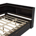 Full Size L-shaped Bookcases Bed with Power Outlets, USB Charging Ports,Two Drawers,Espresso - DTYStore