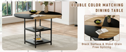 Table and chair set.A 47.3-inch diameter modern spliced color circular dining table - double-layer storage.Paired With 4 Light Gray Linen-Cotton Material High Resilience Dining Chair with Metal Leg. - DTYStore