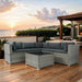 6 Pieces PE Rattan sectional Outdoor Furniture Cushioned Sofa set Grey Wicker, Dark Grey Cushion - DTYStore