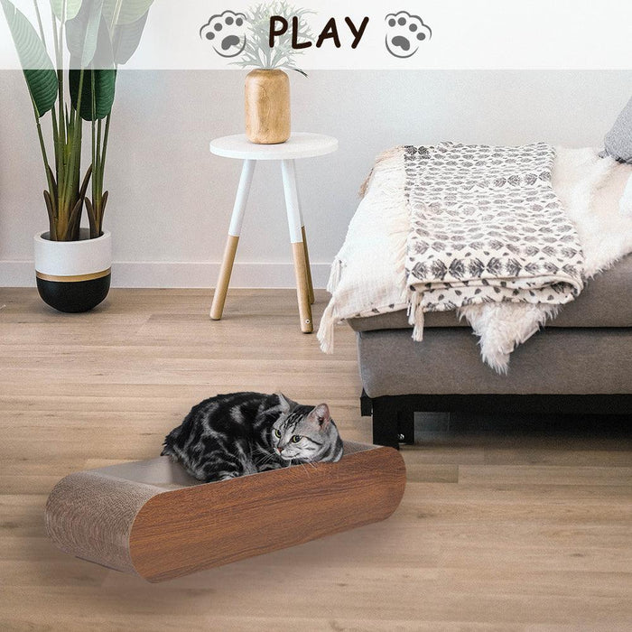 Cat Scratcher, Cardboard Lounge Bed, Bone Shape Design, Recyclable Corrugated Scratching Pad, Stable and Durable, Furniture Protector, Reversible, Wood