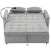 56.9" Loveseat Sofa Pull-out Sofa Bed Sleeper Sofa with a Reversible Backrest Cushion, Side Pockets, Two USB Ports and a Phone Holder for Living Room, Grey - DTYStore