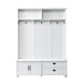 Modern Style Hall Tree with Storage Cabinet and 2 Large Drawers, Widen Mudroom Bench with 5 Coat Hooks, White - DTYStore