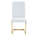 Luxury Simple Arch Chair - Set of 6 White PU Material High Resilience Dining Chair with Arched Metal Gold Leg. - DTYStore