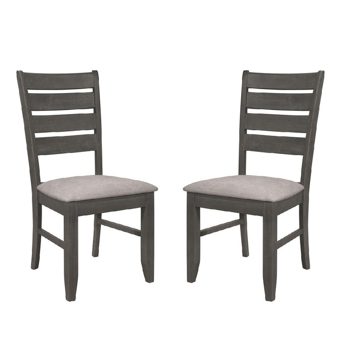 Set of 2 Dining Chairs with Fabric Upholstered Seat, Dark Grey - DTYStore
