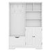 Multi-functional Hall Tree with Storage Shelves Drawers and Cabinet, Elegant Hallway Shoe Cabinet with Bench, Modern Coat Rack with Hooks for Hallway Entryways, White - DTYStore