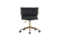Office Desk Chair, Upholstered Home Office Desk Chairs with Adjustable Swivel Wheels, Ergonomic Office Chair for Living Room, Bedroom, Office, Vanity Study (Black) - DTYStore