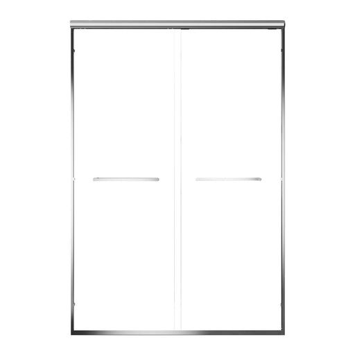 Aluminum Frame Double Sliding Soft-Close Shower Door with Chrome Finish, 1/4 Inches Tempered Glass and Dual 304 Stainless Steel Handles, 56-60 inches W x 72 inches H