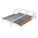 Modern Outdoor Daybed Patio Metal Daybed with Wood Topped Side Spaces for Drinks, 2 in 1 Padded Chaise Lounges for Poolside, Balcony, Deck, Beige - DTYStore