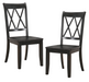 Casual Black Finish Side Chairs Set of 2 Pine Veneer Transitional Double-X Back Design Dining Room Furniture - DTYStore