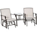 Outsunny Outdoor Glider Chairs with Coffee Table, Patio 2-Seat Rocking Chair Swing Loveseat with Breathable Sling for Backyard, Garden, and Porch, Beige - DTYStore