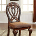Formal Majestic Traditional Dining Chairs Cherry Solid wood Fabric Seat Intricate Carved Details Set of 2 Side Chairs - DTYStore