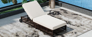 Outdoor Lounge Chair Set of 2, Patio Chaise Lounge with 5-Position Backrest, Rattan Outdoor Lounge Chair with Cushion and Wheels for Poolside, Backyard, Garden (Brown+Beige) - DTYStore