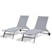 Chaise Lounge Outdoor Set of 2, Lounge Chairs for Outside with Wheels, Outdoor Lounge Chairs with 5 Adjustable Position, Pool Lounge Chairs for Patio, Beach, Yard, Deck, Poolside(Grey,2 Lounge Chairs) - DTYStore