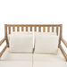 Outdoor Daybed, Patio Daybed with Four Pillows, Wooden Outdoor Bed with Curved Armrests for Poolside, Backyard, Garden (Light Teak+Beige Cushion) - DTYStore
