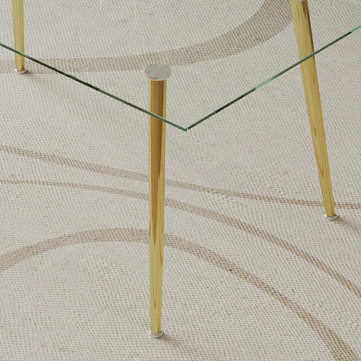 0.32' Thick Tempered Glass Top Dining Table with Gold Stainless Steel Legs Default -DTYStore