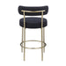 Woker Furniture Modern Sherpa Counter Height Stools Set of 2, Uphsoltered 26' Seat Height Barstools with Brushed Brass Metal Legs Round Low Back Kitchen Stools with Footrest for Dining Room, Black - DTYStore