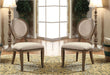 Transitional Rustic Oak and Beige Side Chairs Set of 2 Chairs Dining Room Furniture Padded fabric seat Elegant Kitchen Dining Room - DTYStore