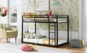 Twin over Twin Metal Bunk Bed, Low Bunk Bed with Ladder, Black - DTYStore