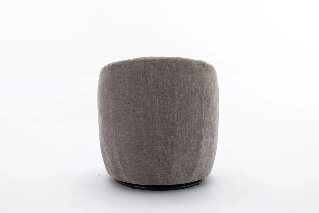 037-Chenille Fabric Swivel Accent Armchair Barrel Chair With Black Powder Coating Metal Ring,Gray Default -DTYStore