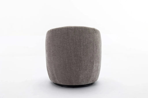 037-Chenille Fabric Swivel Accent Armchair Barrel Chair With Black Powder Coating Metal Ring,Gray Default -DTYStore