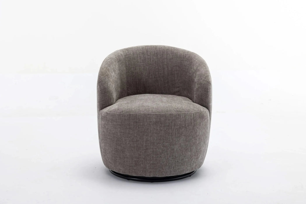037-Chenille Fabric Swivel Accent Armchair Barrel Chair With Black Powder Coating Metal Ring,Gray Default -DTYStore