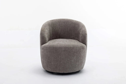 037-Chenille Fabric Swivel Accent Armchair Barrel Chair With Black Powder Coating Metal Ring,Gray Default -DTYStore