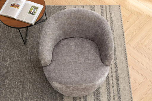 037-Chenille Fabric Swivel Accent Armchair Barrel Chair With Black Powder Coating Metal Ring,Gray Default -DTYStore