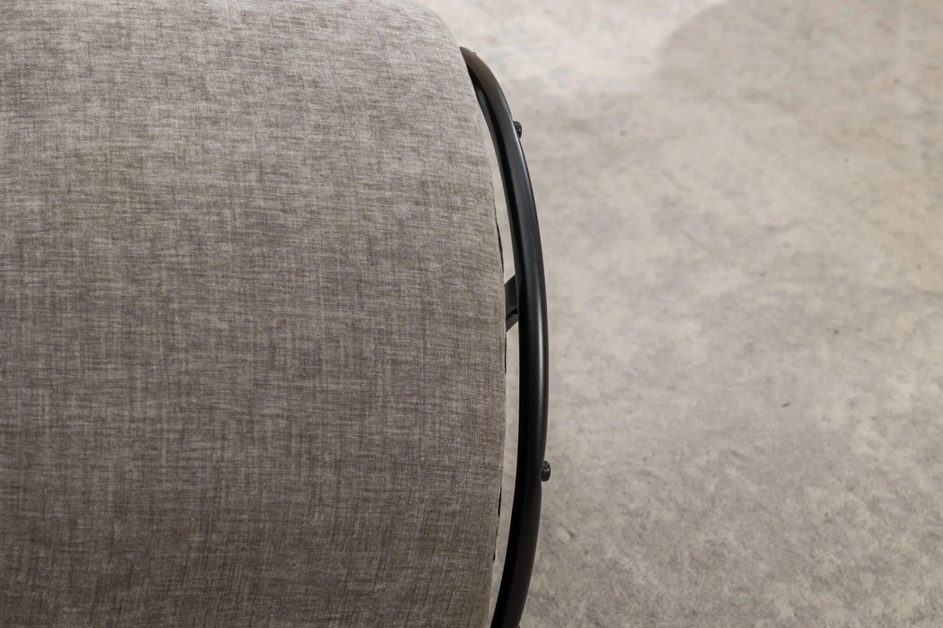 037-Chenille Fabric Swivel Accent Armchair Barrel Chair With Black Powder Coating Metal Ring,Gray Default -DTYStore