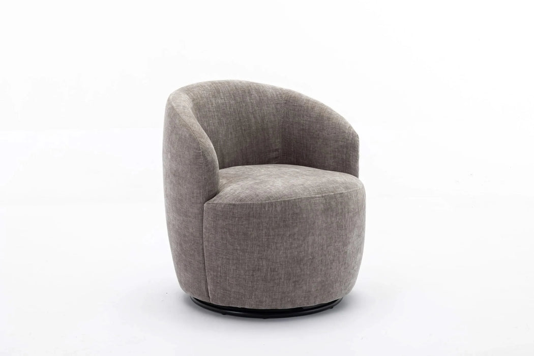 037-Chenille Fabric Swivel Accent Armchair Barrel Chair With Black Powder Coating Metal Ring,Gray Default -DTYStore
