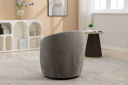 037-Chenille Fabric Swivel Accent Armchair Barrel Chair With Black Powder Coating Metal Ring,Gray Default -DTYStore