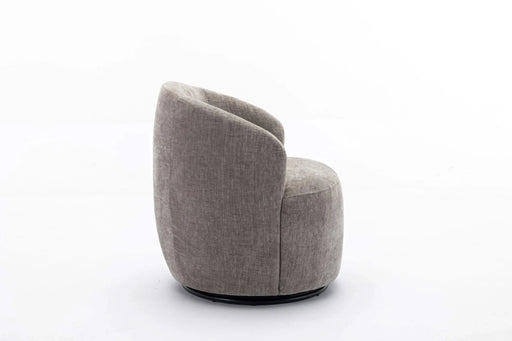 037-Chenille Fabric Swivel Accent Armchair Barrel Chair With Black Powder Coating Metal Ring,Gray Default -DTYStore