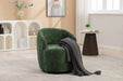 037-Chenille Fabric Swivel Accent Armchair Barrel Chair With Black Powder Coating Metal Ring,Green Default -DTYStore