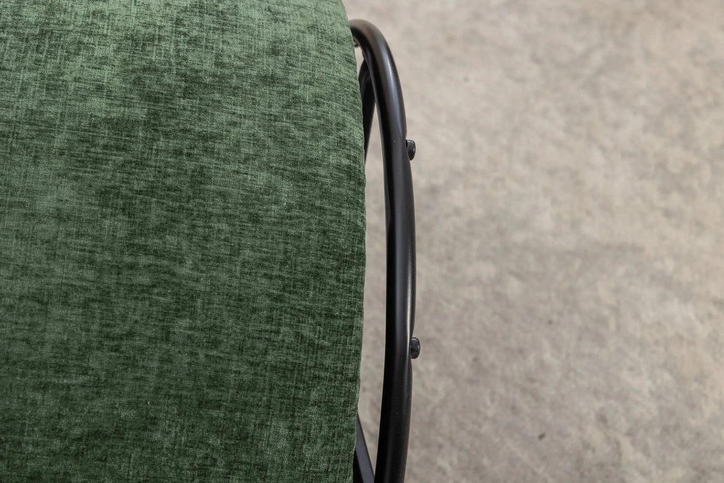 037-Chenille Fabric Swivel Accent Armchair Barrel Chair With Black Powder Coating Metal Ring,Green Default -DTYStore