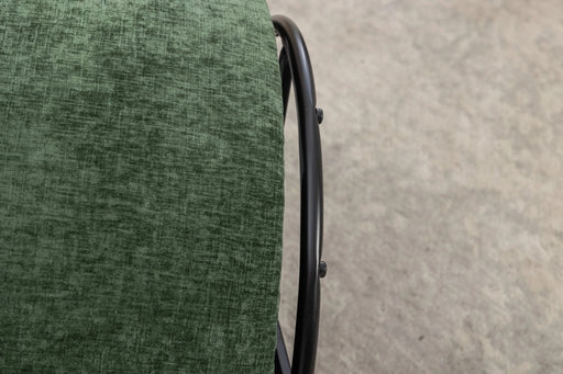 037-Chenille Fabric Swivel Accent Armchair Barrel Chair With Black Powder Coating Metal Ring,Green Default -DTYStore