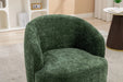 037-Chenille Fabric Swivel Accent Armchair Barrel Chair With Black Powder Coating Metal Ring,Green Default -DTYStore