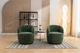 037-Chenille Fabric Swivel Accent Armchair Barrel Chair With Black Powder Coating Metal Ring,Green Default -DTYStore